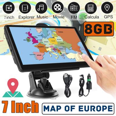 7palcová HD GPS navigace do auta Nejnovější mapa Evropy Satelitní navigace Nákladní auto GPS navigátory Automobilový multimediální přehrávač / podpora FM / USB