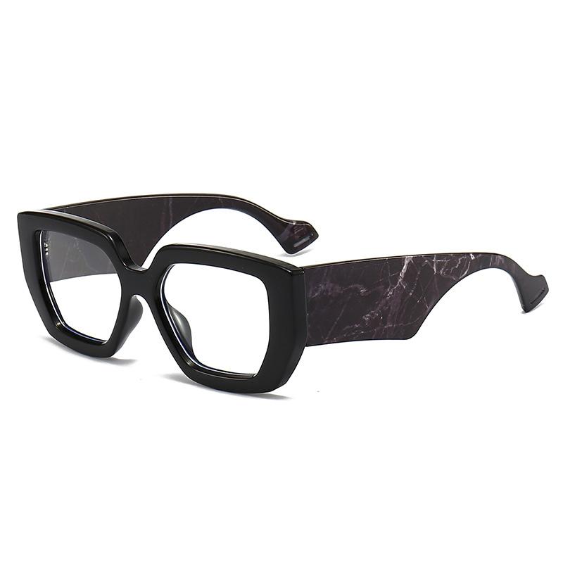 Trendy Thick Frame Oversized Square Glasses Women Men Colorful Wide Legs Eyewear Frame Female Green Optical Transparent Lens