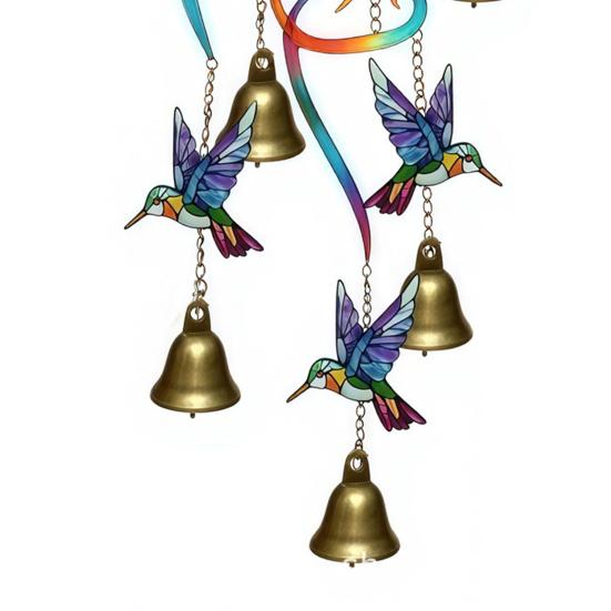 Hummingbird Wind Chimes, Lifelike Hummingbird Metal Wind Bell, Crisp Sound Garden Hanging Pendants for Garden Balcony Porch Decor