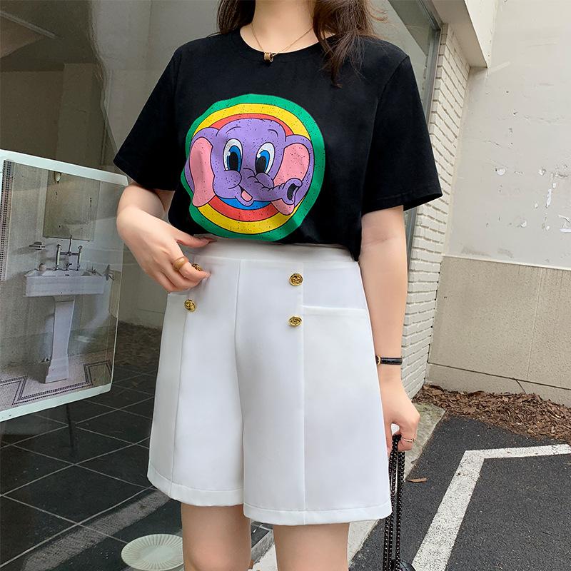 Plaque-sized Women's Summer Casual Suit Shorts High-waisted Wide-leg Fashionable and Versatile Capre Pants