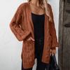 Autumn & Winter New Fashion Casual Fried Dough Twists Knot Knitted Cardigan Women's Vintage Loose Medium Length Sweater Coat