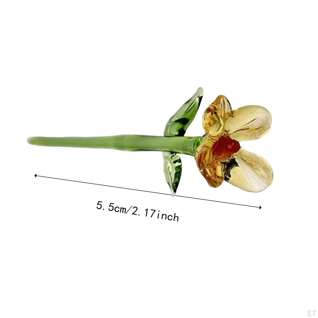 Mini Glass Flower Artificial Crafts Decorative Ornament Decoration for Mom Wife Mother's Day