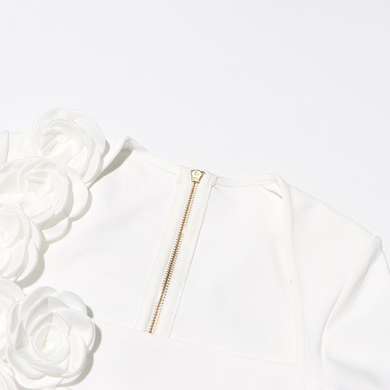 Elegant European & American Floral Long-Sleeve Top and Slit Skirt Set - Sexy Independent Design for Women