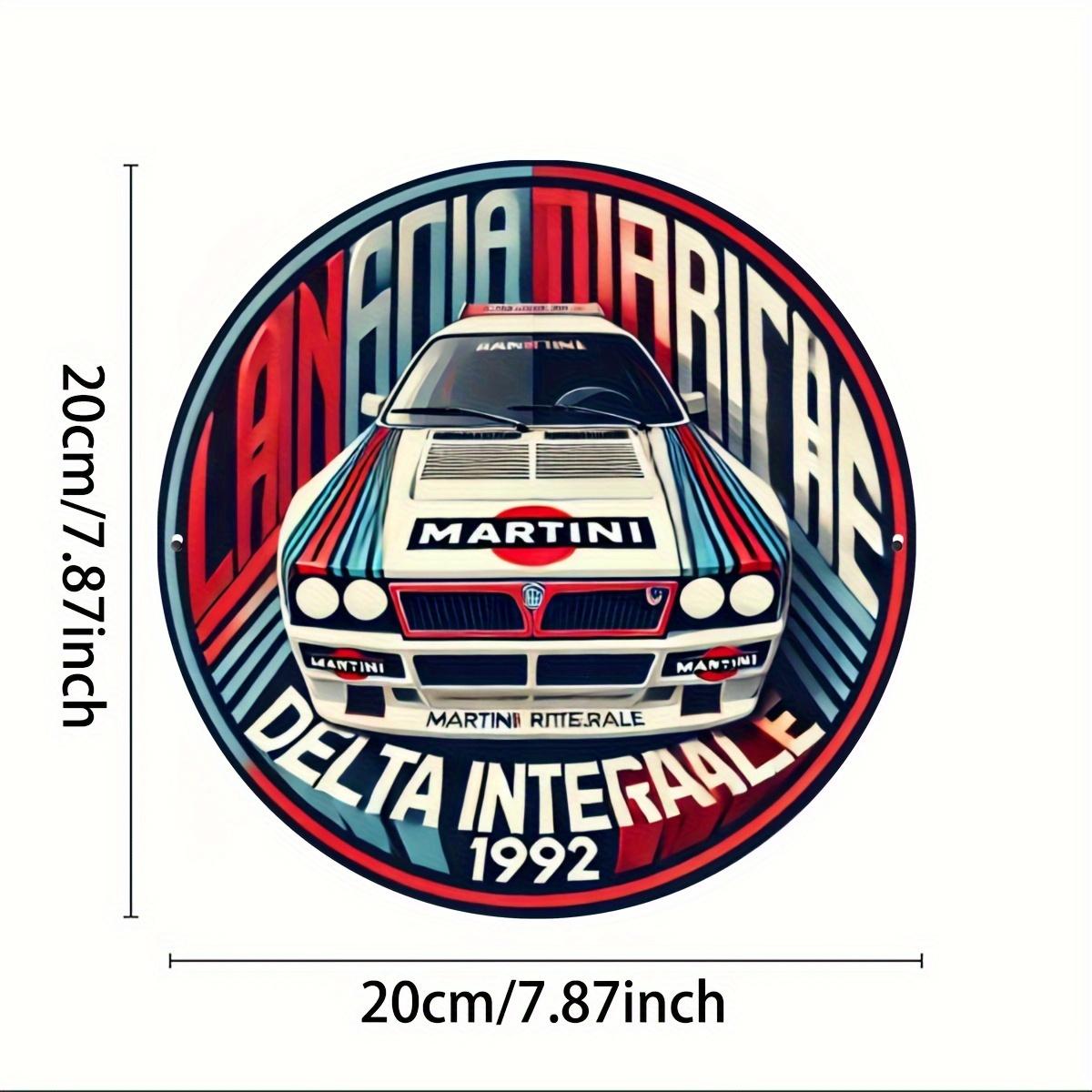 D Flat Martini Racing Retro Metal Aluminum Light Beige Logo Creative Style Suitable for Courtyards Gardens GaragesHomes 20x20cm(8x8inch)