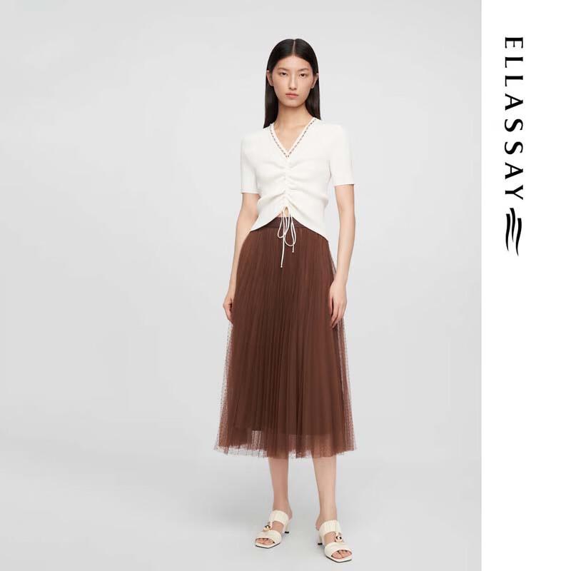 ELLASSAY Elegant Pleated A-line Midi Skirt