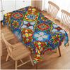 Mexican Ethnic Patchwork Mandala Waterproof Tablecloth Kitchen Table Decor Washable Rectangle Table Cloth for Mexico Party Decor
