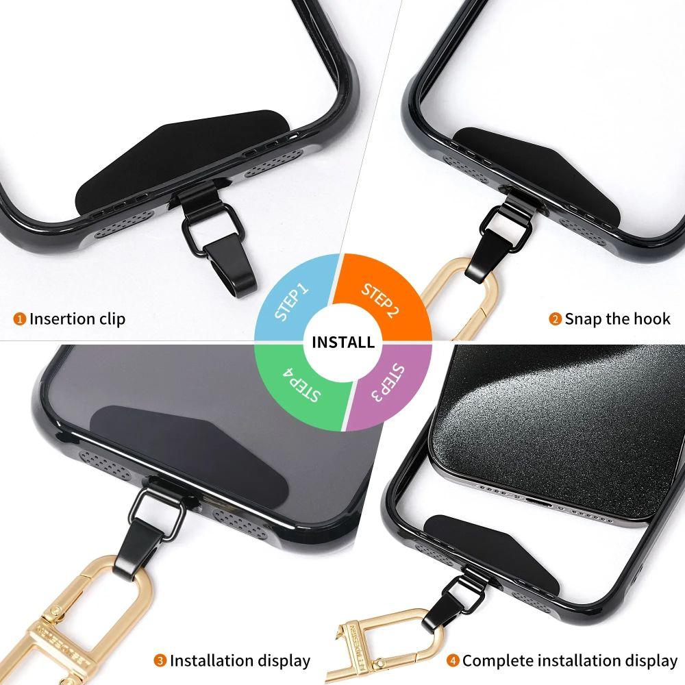 Metall Mobiltelefon Lanyard Patch Anti Förlorad Självhäftande Telefonrem Packning Ersättning