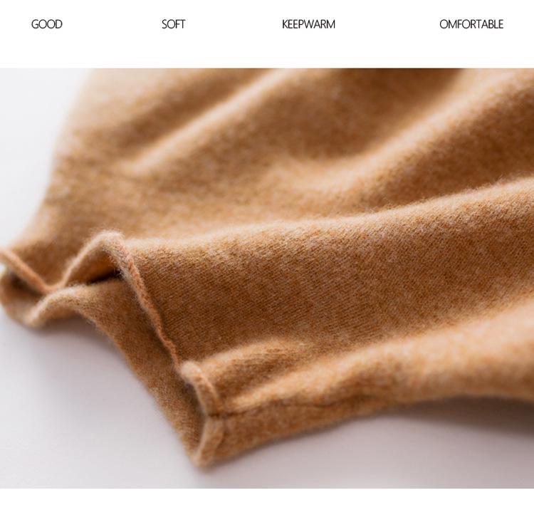 Women's 100% Pure Wool Turtleneck Sweater - Fashionable Autumn/Winter Knitted Cashmere Base Layer Top