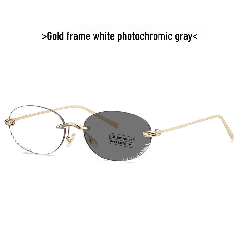 Fotochromowe Bezramowe Owalne Damskie Okulary Przeciwsłoneczne - Ochrona UV i Modny Styl INS (Model 2509)