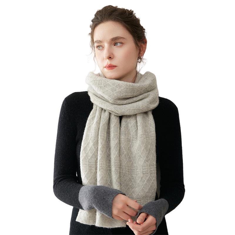 Women's 100% Pure Cashmere Scarf: Versatile, Warm, Solid Color for Autumn/Winter