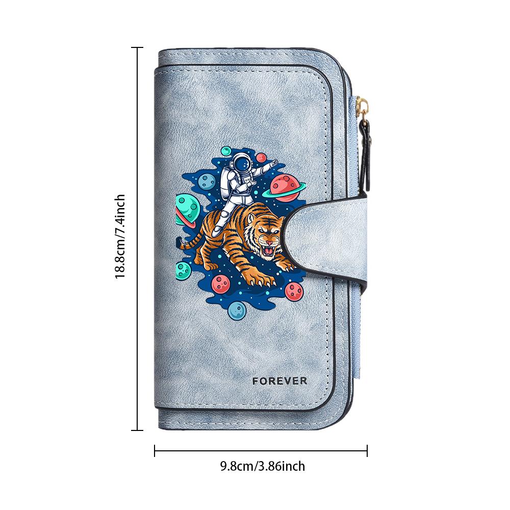 Astronaut Tiger Pattern Wallet Fashion Portable Card Holder Casual Purse