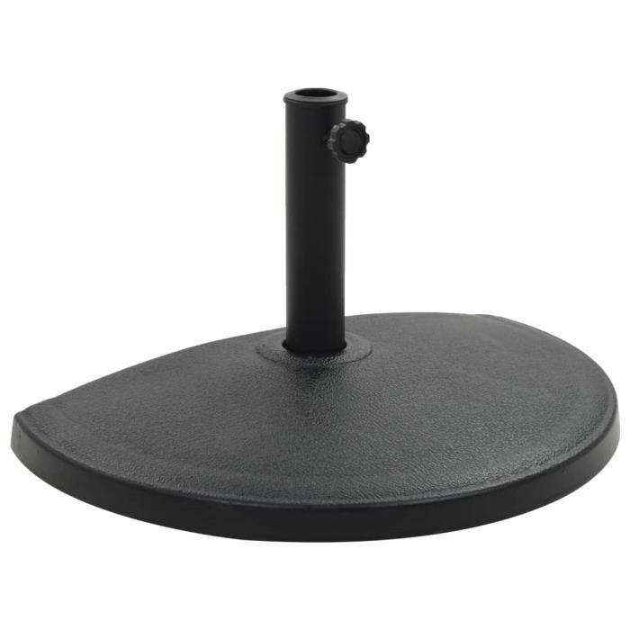 VidaXL Socle demi-rond de parasol Polyrésine 15 kg Noir