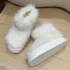 Fashion Fashion White Thick Plush Snow Boots Women Platform Fluffy Faux Fur Winter Boots Woman Comfort Slip On Warm Cotton Padded Shoes