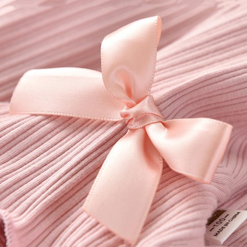 Autumn Spring Fashion Girl Long Sleeve T-Shirt with Ruffle Edges for Kids Soft and Warm Solid Color Children Casual Clothes Tops