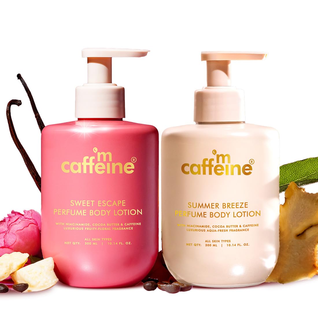 

mCaffeine Perfume Body Lotion Combo 300ml x 2 – Sweet Escape & Summer Breeze Lightweight Daily Moisturizer