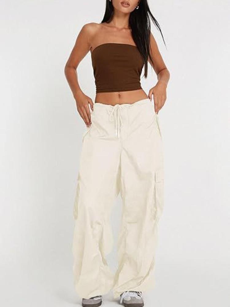 

Женские брюки карго с кулиской на талии, повседневные брюки в стиле милитари, многокарманные, свободного кроя, рабочие брюки S белый