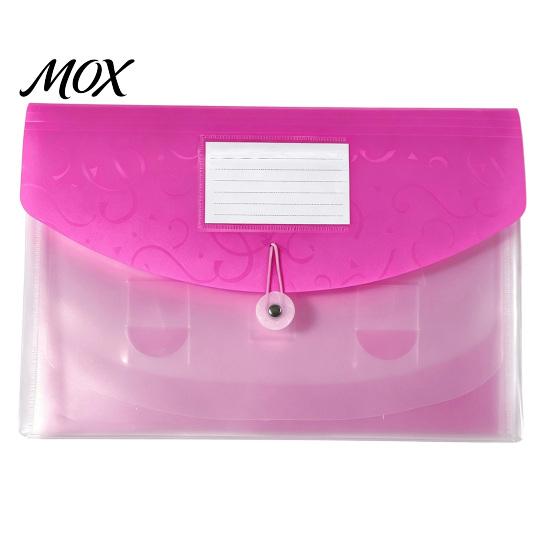 Durable PP File Bag Expandable Document Folder with Label Slot, Layered Design Waterproof Business Pouch Envelope, Secure Rope Closure Organizer