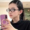 Retro black frame myopia glasses female European and American style oval cat eye small frame Y2K Spice girl plain face flat mirror square round face