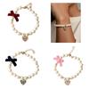Dog Cats Pearls Necklace Handmade Pet Long Elegant Bowknot Pattern Necklace for Everyday Wear and Pet Gatherings