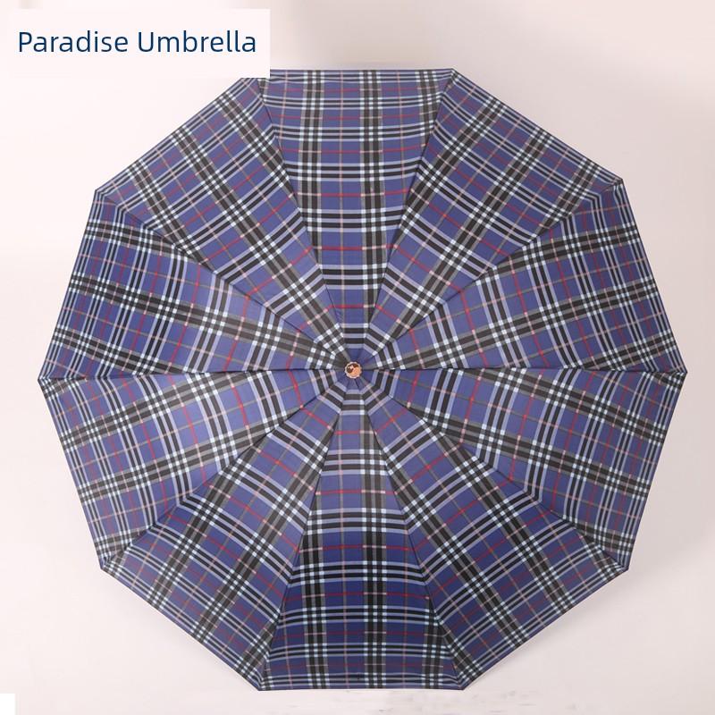 10 Bones British Style Extra Large Foldable Plaid Paradise Umbrella