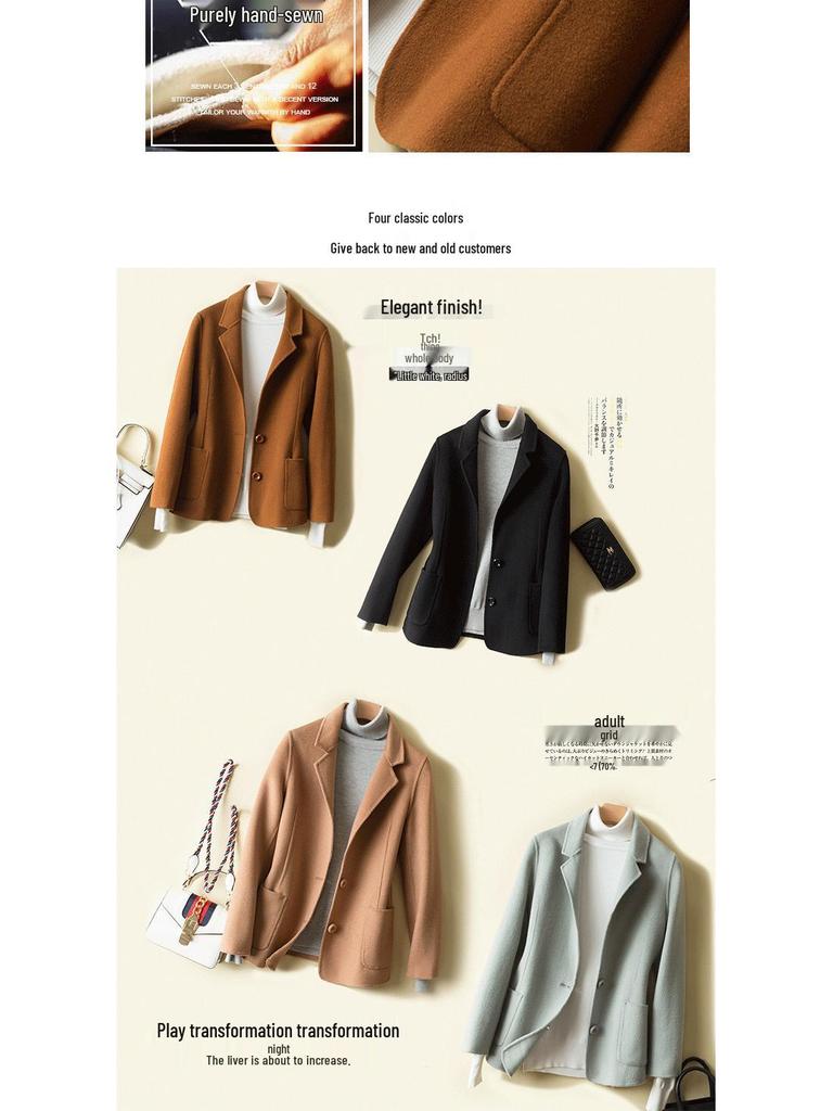 2025 A/W Women's Slim Fit Pure Wool Cashmere Short Coat