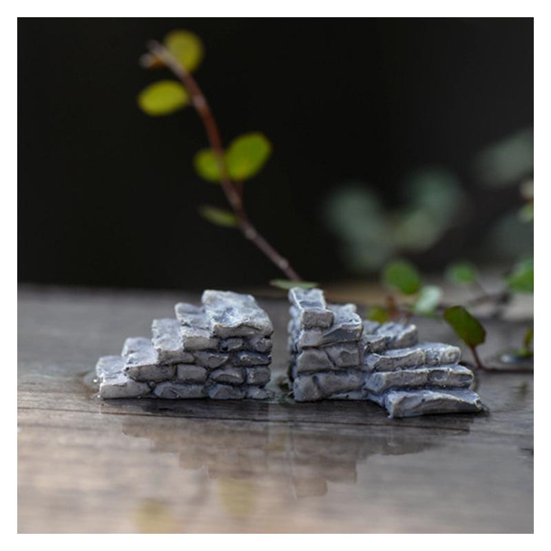 Moss Micro-Landscape Grey Stone Path Stairs for DIY Gardening