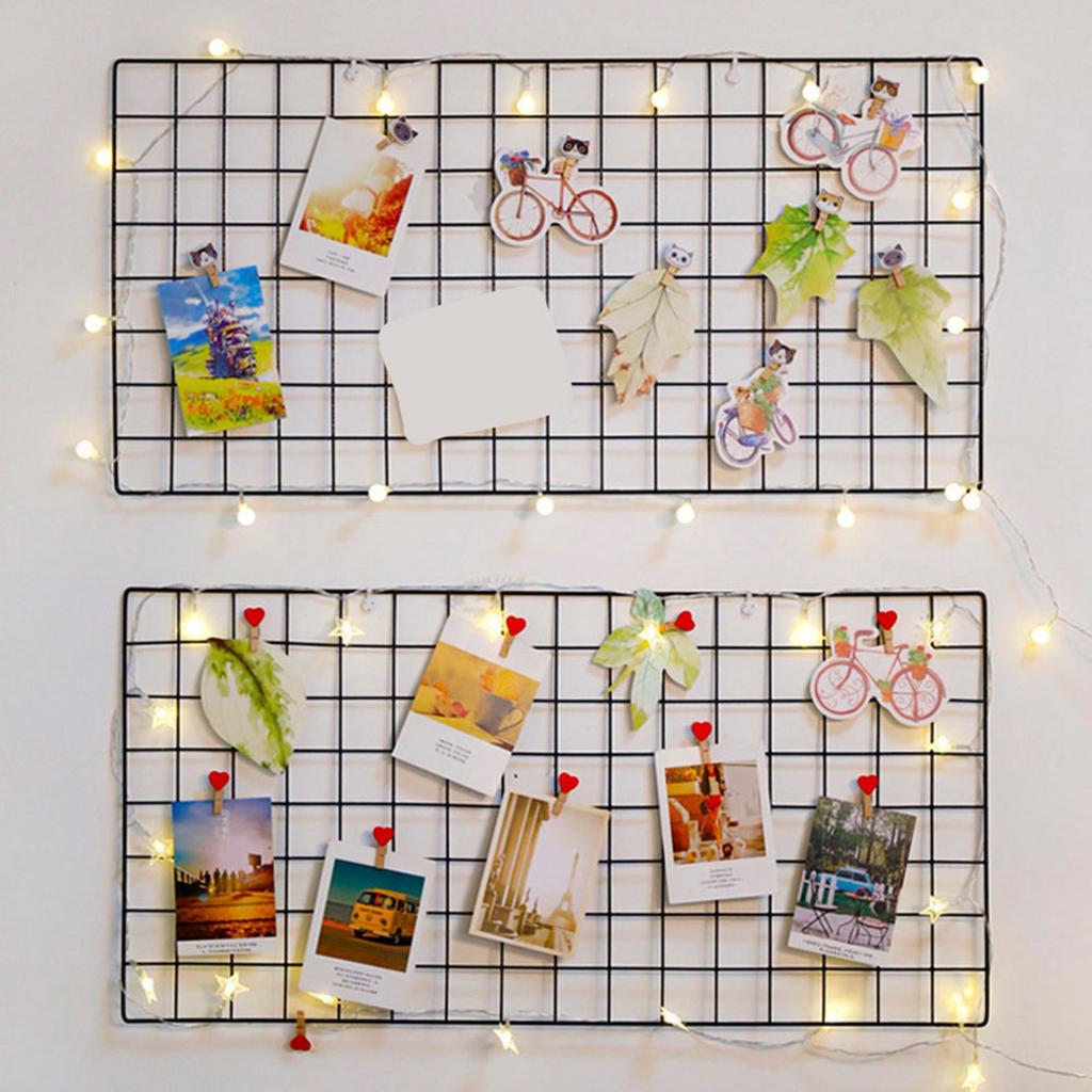 DIY Grid Photo Iron Frame Wall Shelf Wall Mounted Mesh Display Panel Wall Art Display Organizer