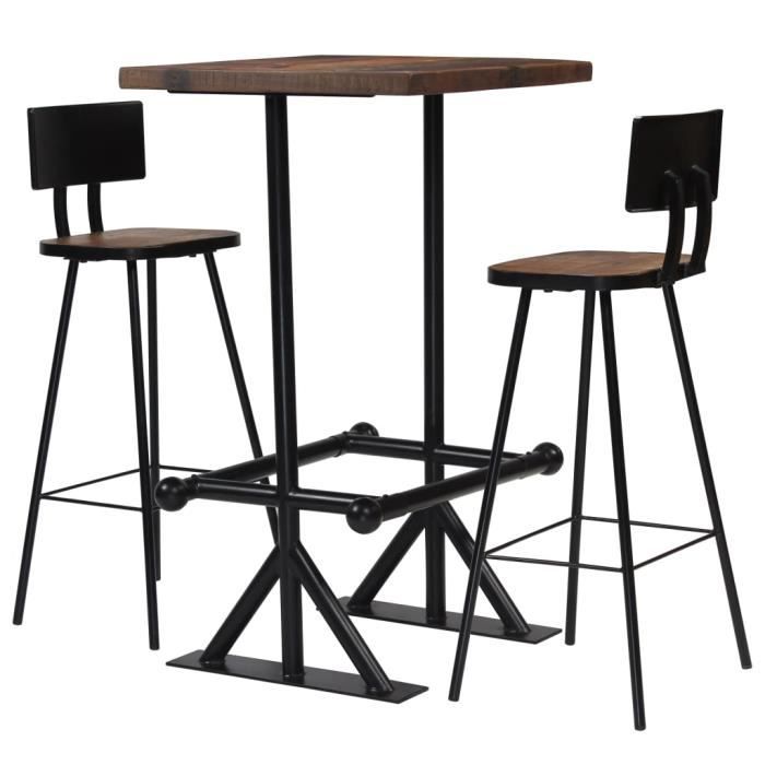 VidaXL Mobilier de bar 3 pcs Bois de récupération massif