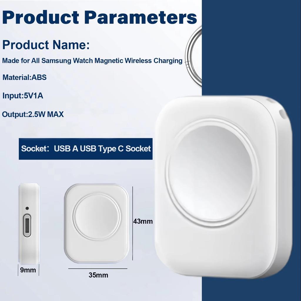 Magnetisches kabelloses tragbares Uhr-USB-Typ-C-Schnellladegerät für Samsung Galaxy Watch 7/6 Classic 5/4 4 Pro 3/Active Schnellladung