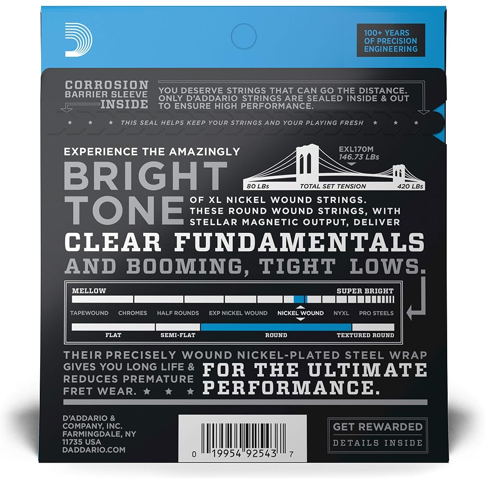 D'Addario Daddario Bass String Nickel Medium Scale .045-.100 EXL170M [Domestic Genuine]