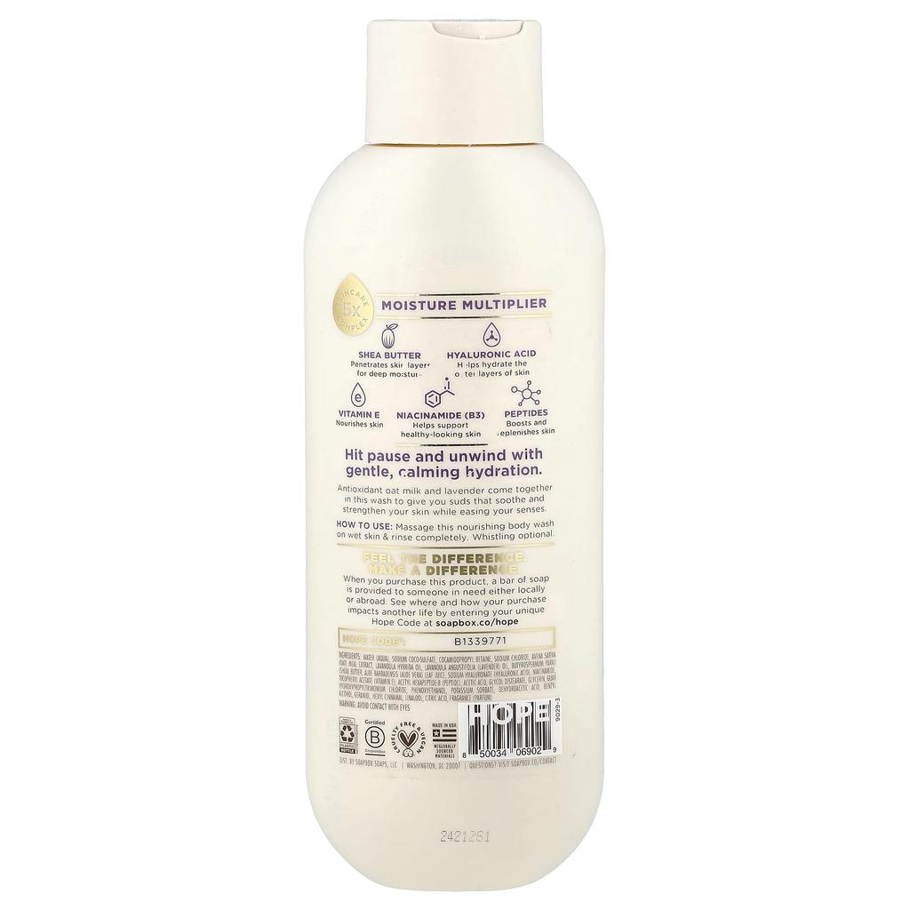 Soapbox, Nourishing Body Wash, Oat Milk + Lavender, 591 ml (20 fl oz)