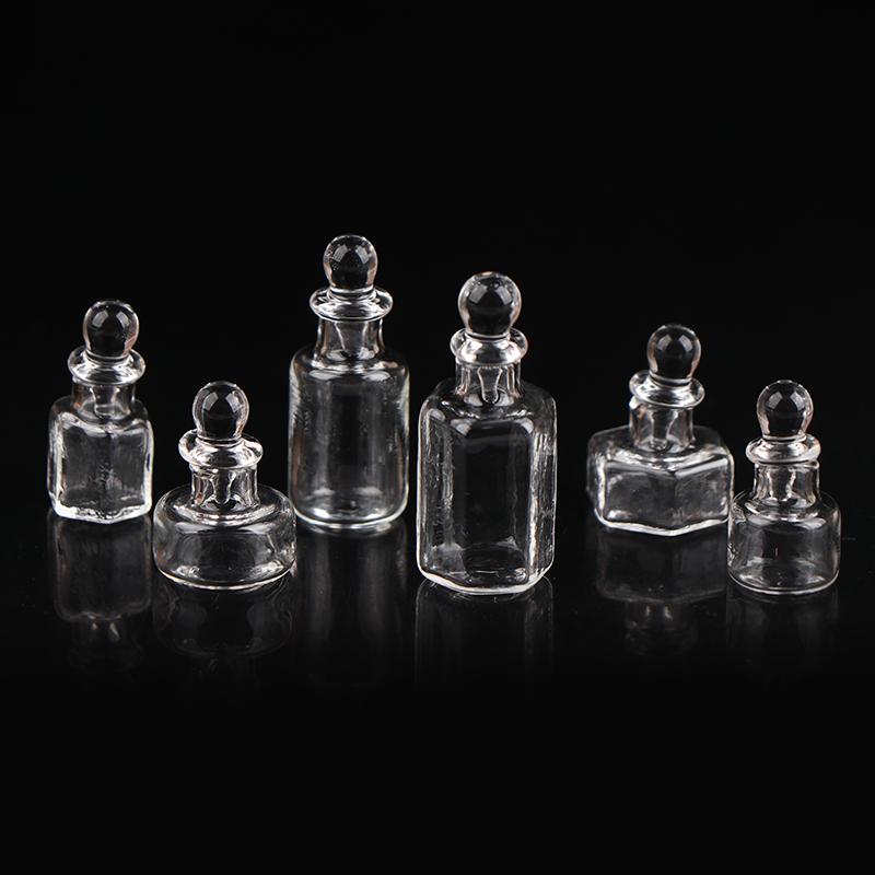 1Pcs 1:12 Dollhouse Mini Glass Jar Candy Bottle Storage Tank With Lid Tiny Vial Wishing Bottle Kitchen Home Decor Toy