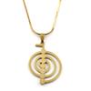 Spiral Cho Ku Rei 7 Chakras Stainless Steel Pendant Necklace Reiki Protection Healing Chokurei Snake Chain Necklaces Jewelry