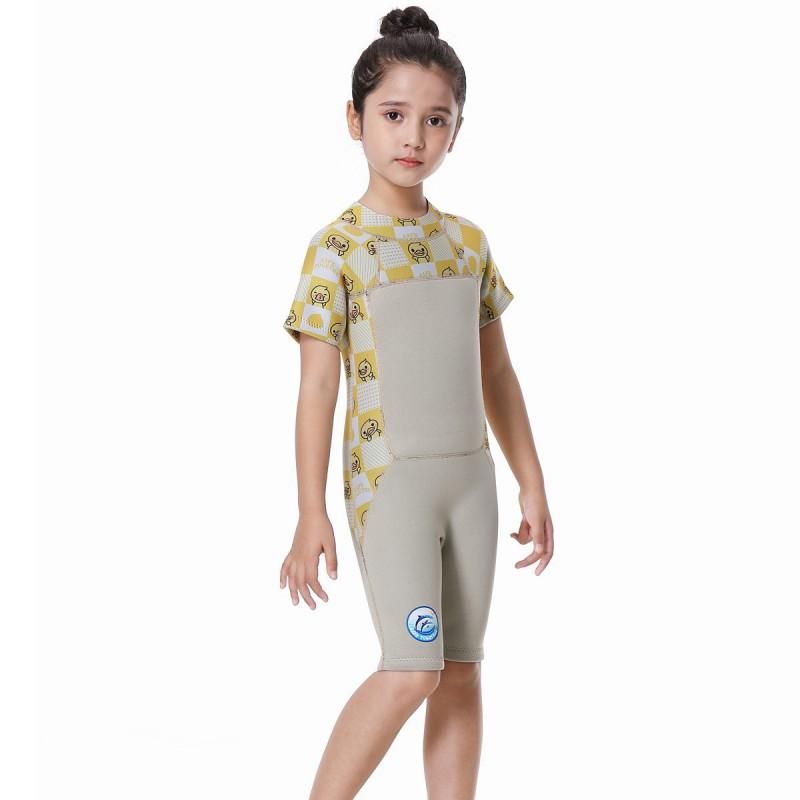 Kids 2.5mm Neoprene Wetsuit Short Sleeve Shorts Full Body Diving Suit With Rear Zipper Warm Swimwear Boys Girls