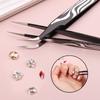 Double-Ended Eyelashes Extension Tweezers Makeup Tools Nail Art Tweezers With Silicone Pressing Head Nail Stickers Pick Up Clip