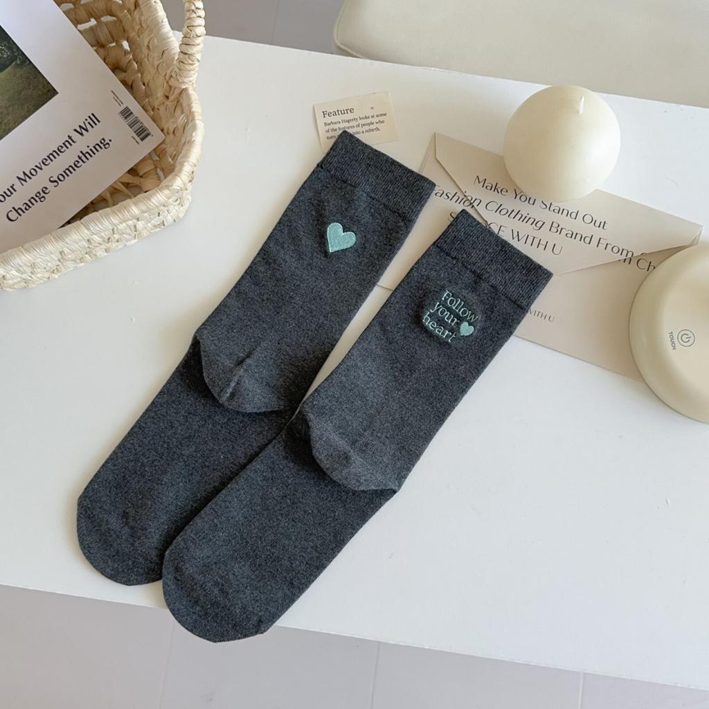 Autumn Designer Ab Embroidery Love Pile Socks Versatile Cotton Socks Trendy Letters