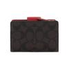 Coach Corner Zip Classic Monogram Coated Canvas And Leather Wristlet Clutch Women Clutch Red Dark-Brown C0082-IMRVQ
