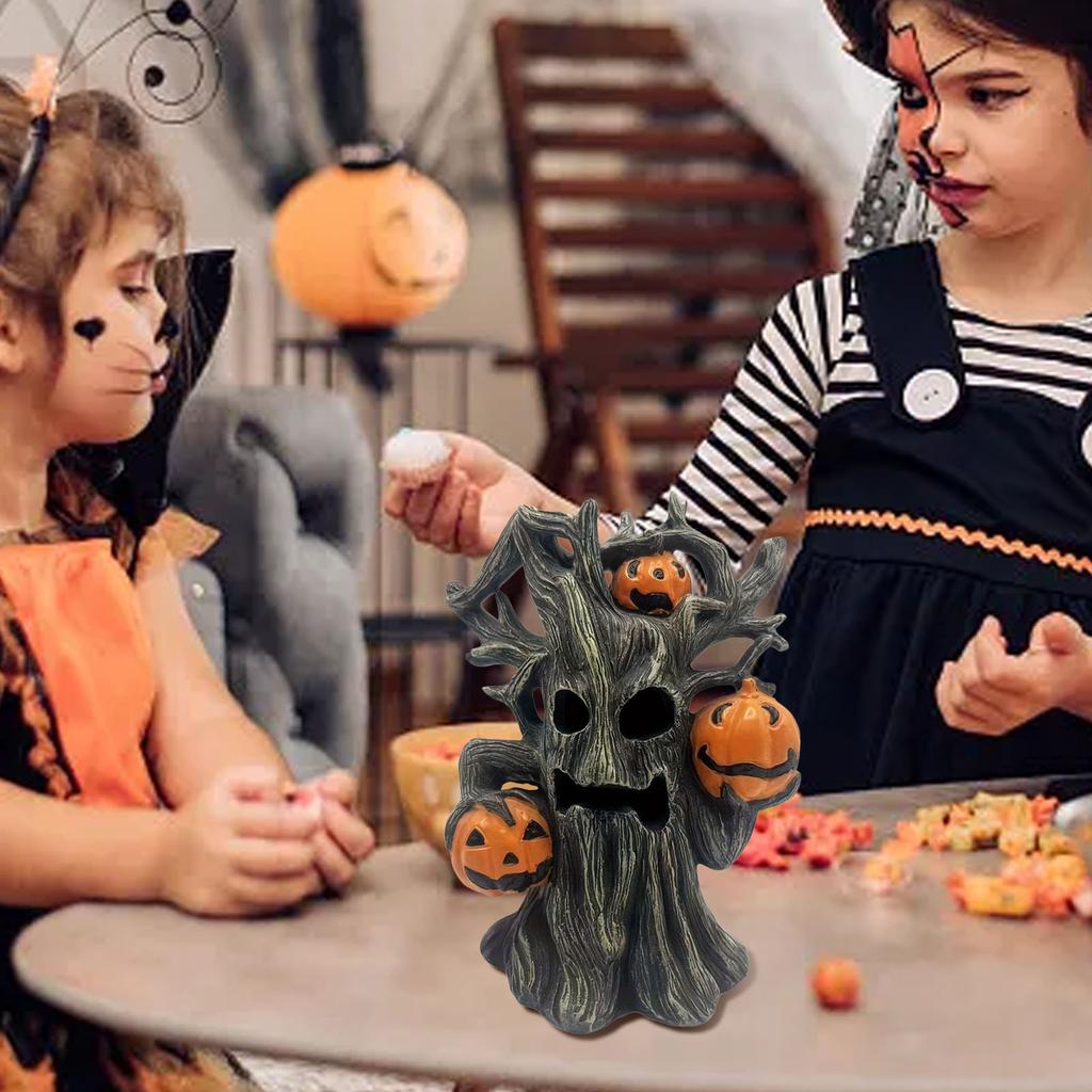 Halloween Decorations Pumpkin Tree Resin Statue Spooky Figurine Desktop Ornament Haunted House Props Halloween Party Supplies