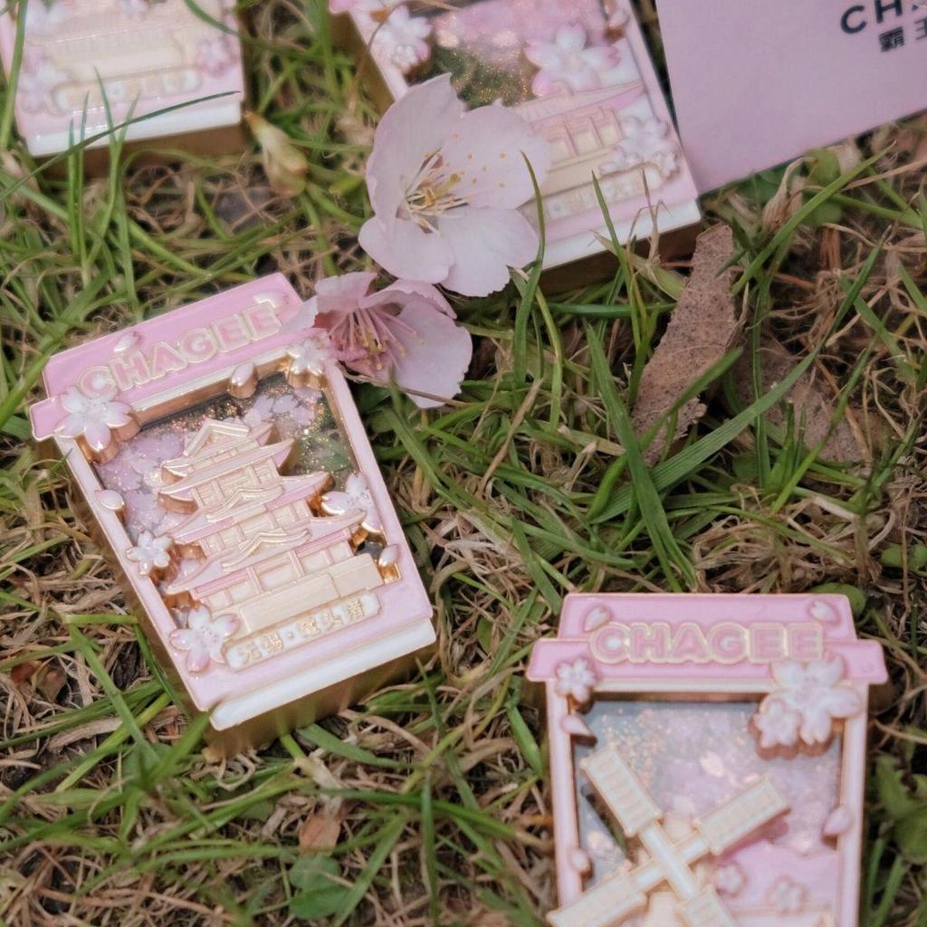 HAY TEA Cherry Blossom Quicksand Magnetic Refrigerator Magnet - Collectible Souvenir.