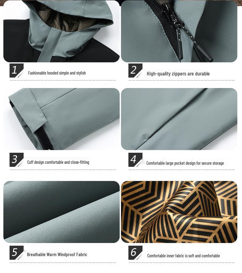 760g Black Gold Graphene Windproof Down Jacket with Custom Embroidery