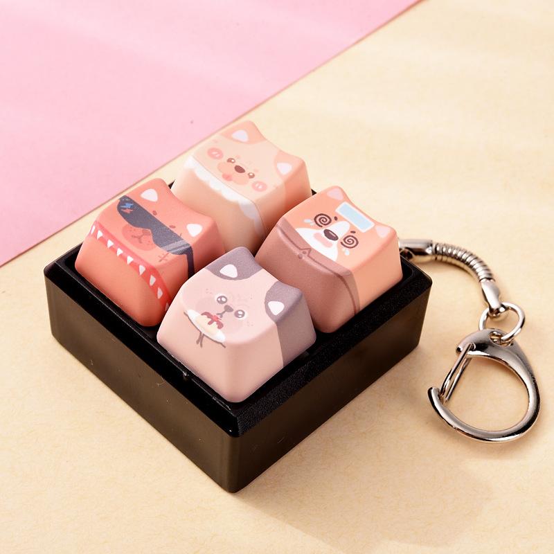 Cute Dog Squeeze Keychain Creative Stress Relief Fidget Pendant Mini Sensory Toy for Handbags Kids Party Gifts