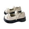 French thick heel thick sole Mary Jane shoes women's 2025 new summer and autumn light mouth small leather shoes bow with skirt single shoes