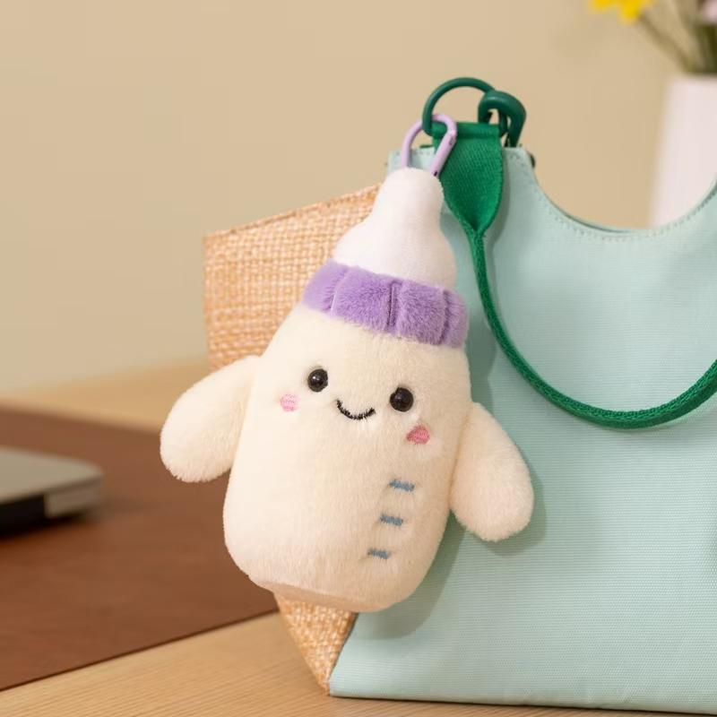 Cute Milk Bottle Plush Toy Super Soft Kawaii Milk Bottle Pillow Nap Cushion Sleeping Companion Doll Mini Bottle Keychain Gift