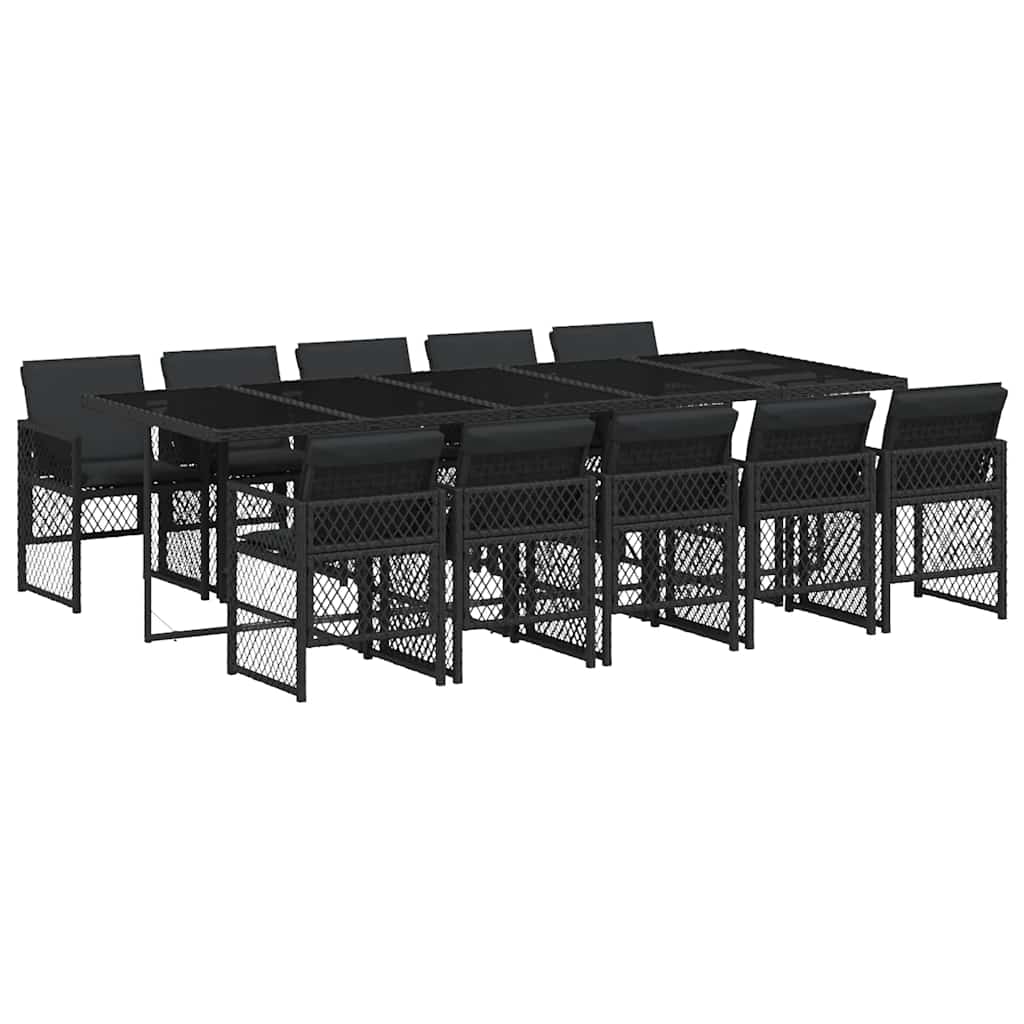 Vidaxl 11-Cz. Zestaw Mebli Do Ogrodu, Z Poduszkami, Czarny Rattan Pe