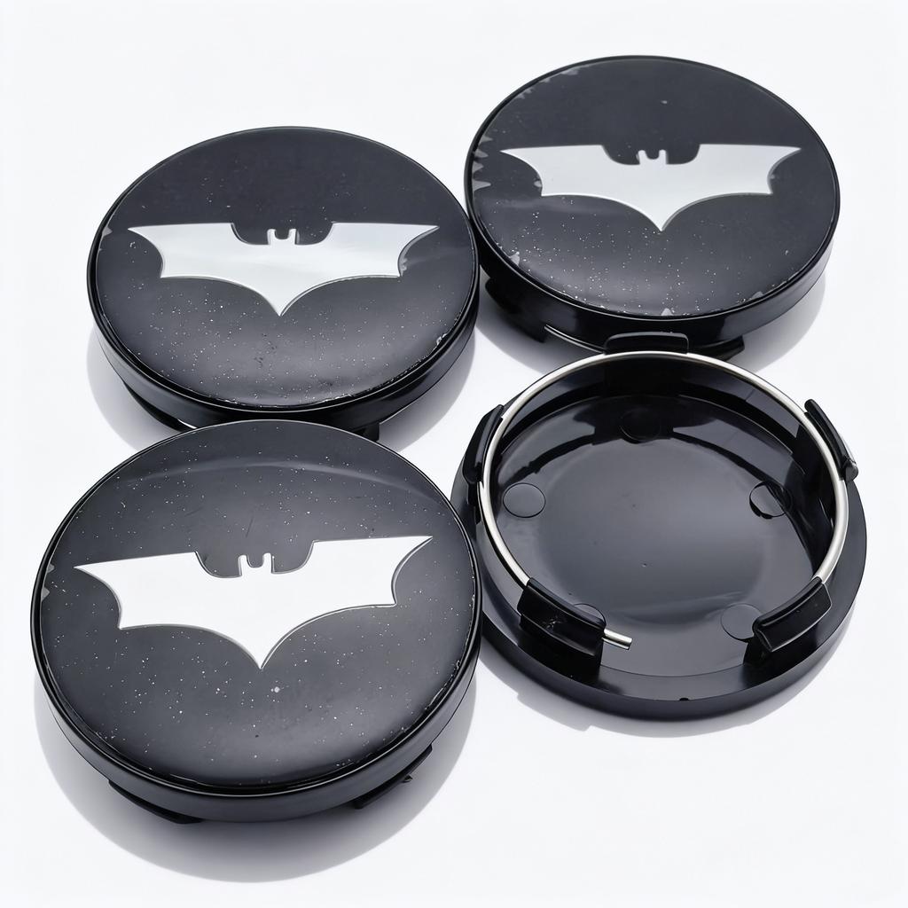 4pcs Black Silver BAT Logo Emblem Car Wheel Center Caps 58MM 54MM Wheels Hub Cap Rim Hubcaps Dust Cover Replace Car Accessories
