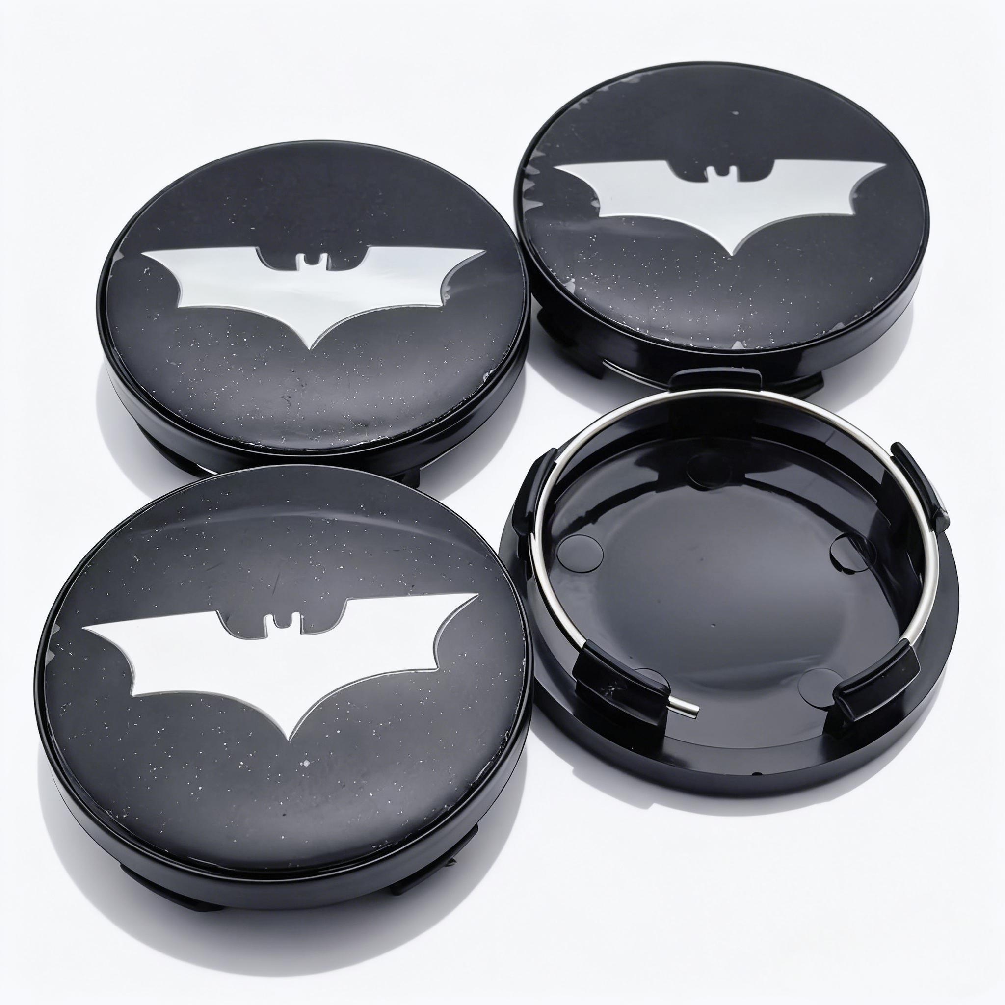

4pcs Black Silver BAT Logo Emblem Car Wheel Center Caps 58MM 54MM Wheels Hub Cap Rim Hubcaps Dust Cover Replace Car Accessories BAT Badge&4pcs T58 Wheel Caps