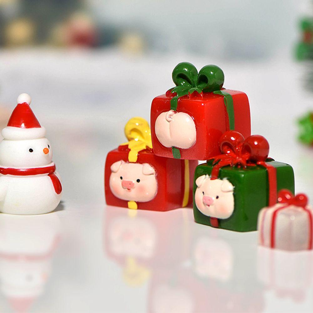 Home Decor Garden Ornament Statues Gift Box Snowman Figurine Christmas Miniature Micro Landscaping