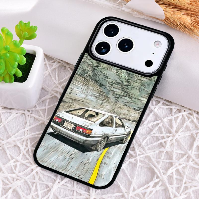 Initial D Drift soft Phone Case for iPhone 17 Air 16 15 11 12 14 13 Pro Max Shockproof Cover