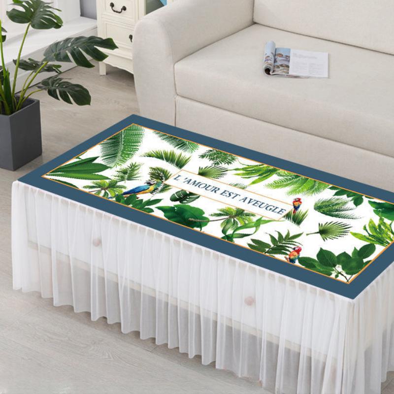 Minimalistische Spitzen-Rundum-Couchtischabdeckung, wasserdicht, ölbeständig, waschbar, Couchtisch-Set, Wohnzimmer, dekorative Tischdecke