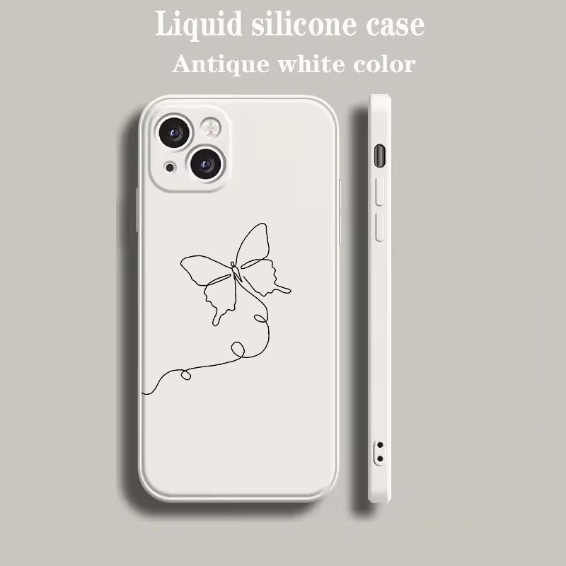 Luxury Color Phone Case For iPhone 15 14 13 12 mini 11 Pro Max XS X XR SE 7 8 Plus soft Silicone Beige Cover Flower